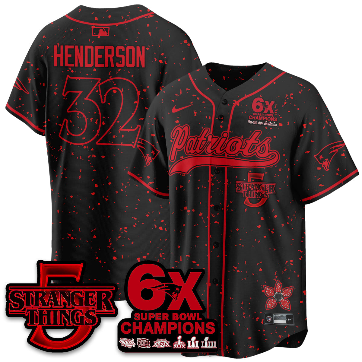 NE Stranger Things Vapor Limited Baseball Jersey - All Stitched