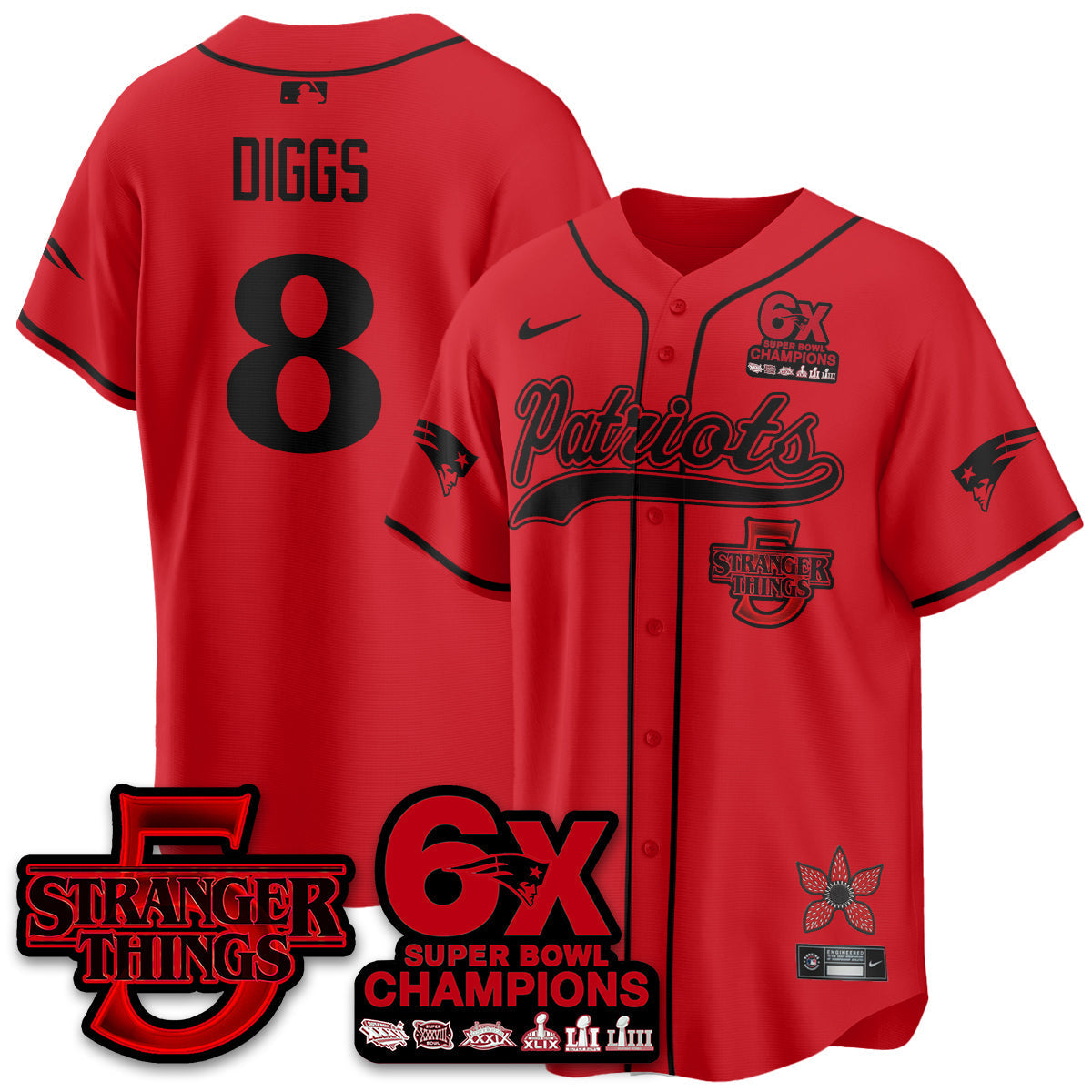 NE Stranger Things Vapor Limited Baseball Jersey - All Stitched