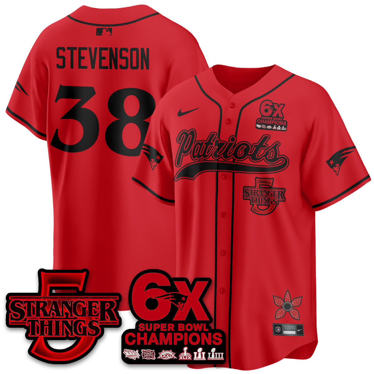 NE Stranger Things Vapor Limited Baseball Jersey - All Stitched