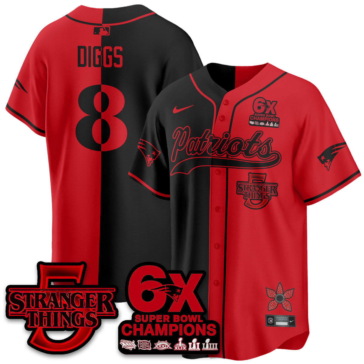 NE Stranger Things Vapor Limited Baseball Jersey - All Stitched