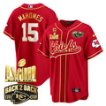 KC Super Bowl LVIII & Back 2 Back Gold Patch Baseball Jersey - All Stitched
