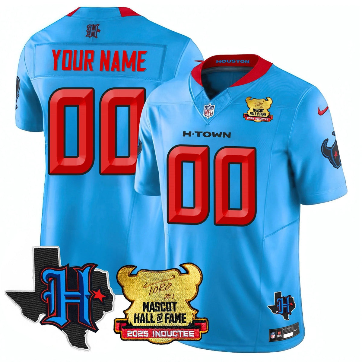 Houston Texans 2025 Mascot Hall Of Fame Custom Jersey - All Stitched