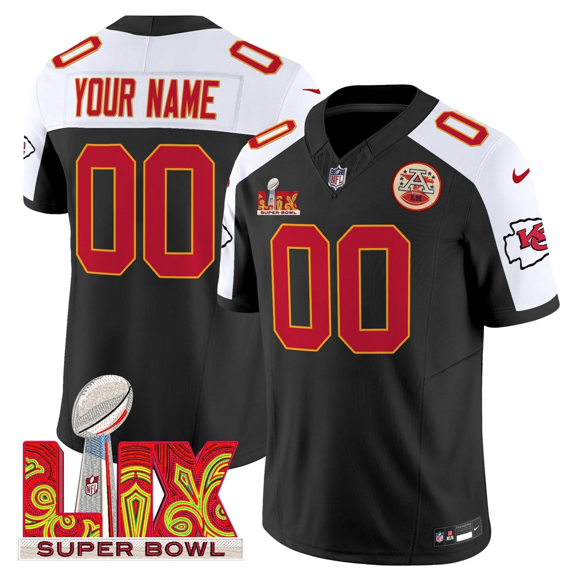 Chiefs Super Bowl LIX Patch Vapor Limited Custom Jersey - All Stitched
