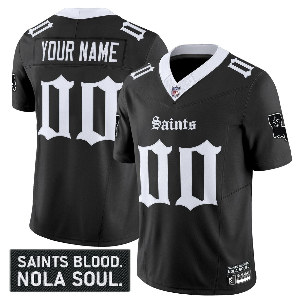 New Orleans Saints 'Gothic Vieux Carré Edition' Vapor Custom Jersey - All Stitched