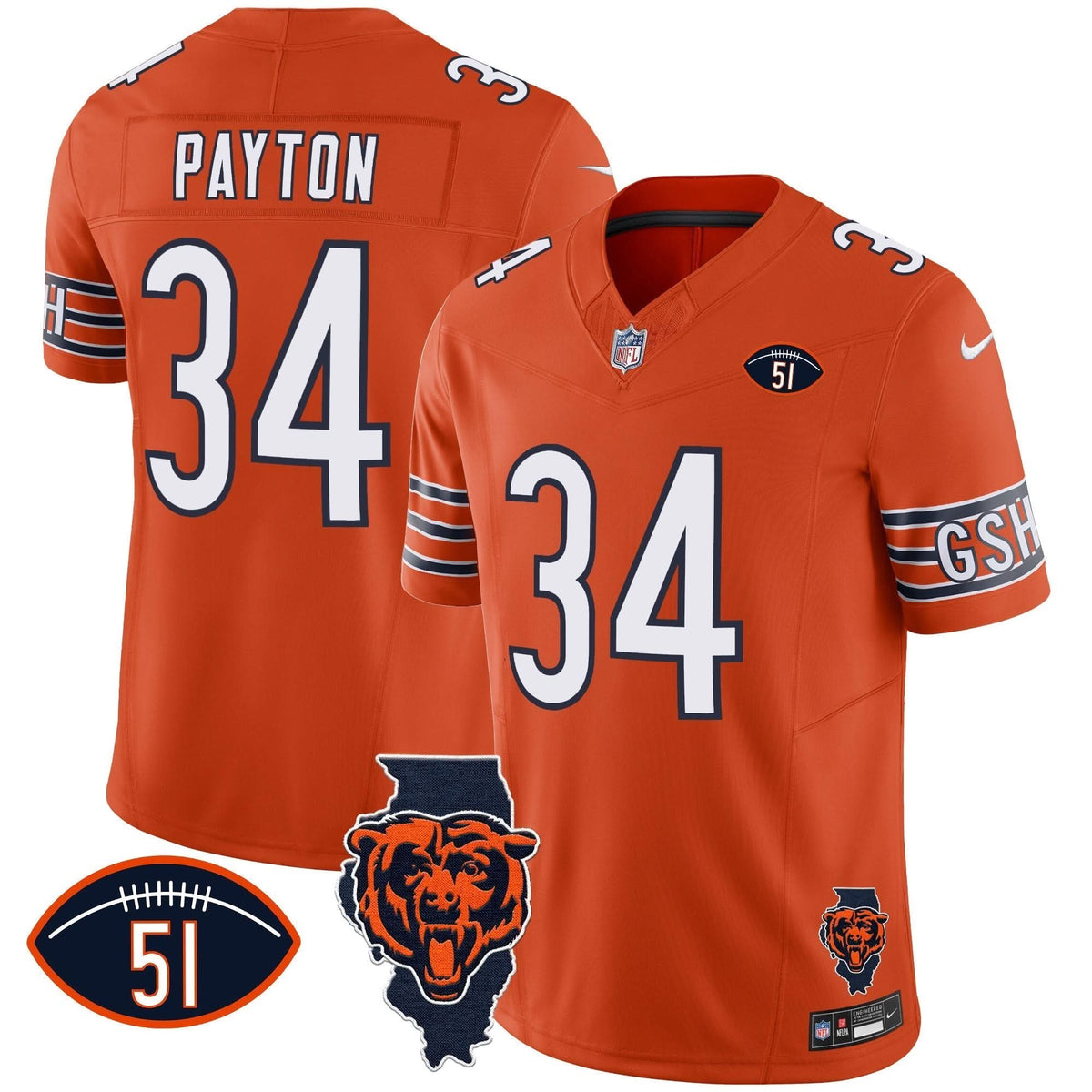 Bears Illinois Patch Vapor Jersey - All Stitched