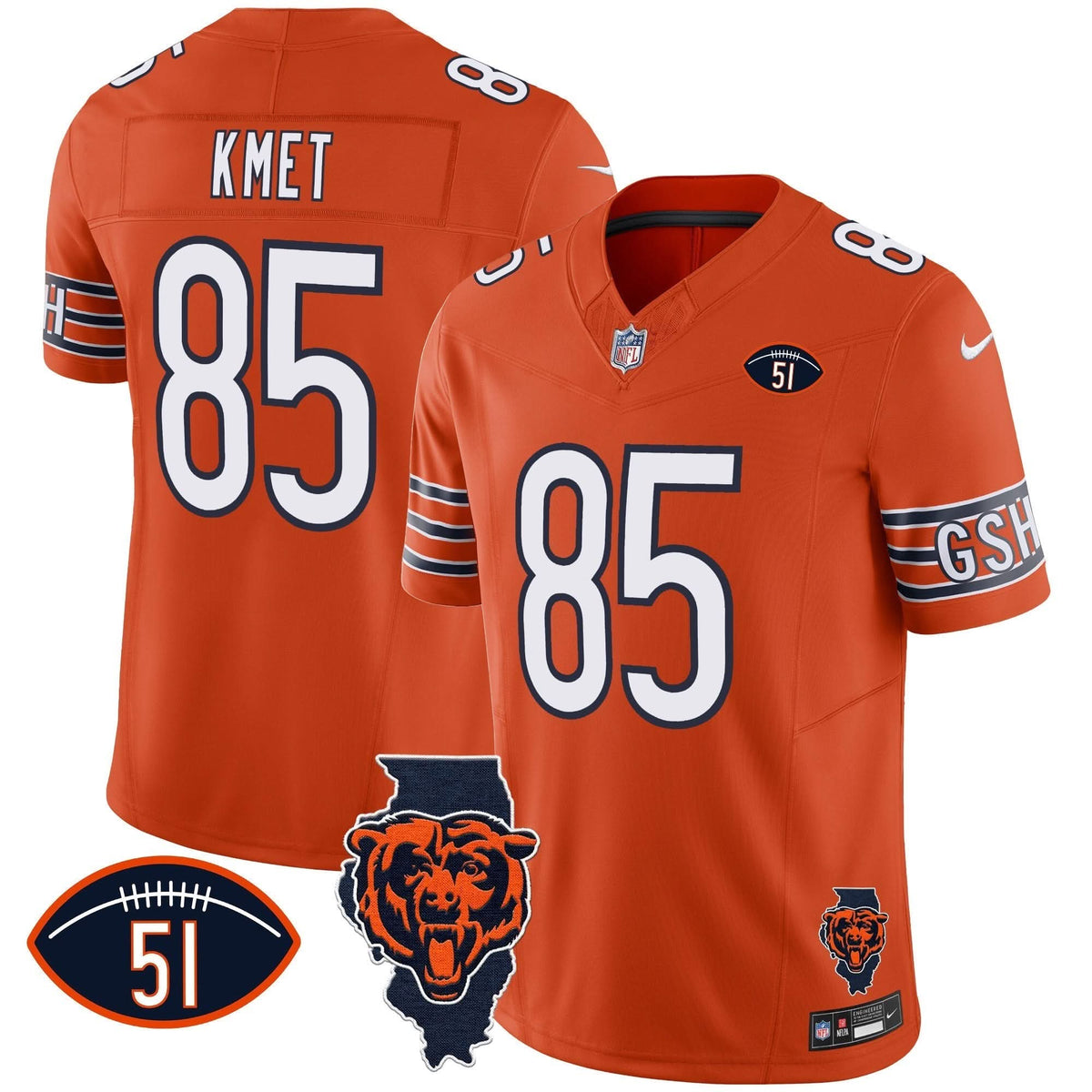 Bears Illinois Patch Vapor Jersey - All Stitched