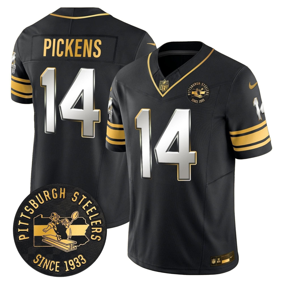 Pittsburgh Steelers Throwback 1933 Patch Gold Vapor Limited Jersey - All Stitched