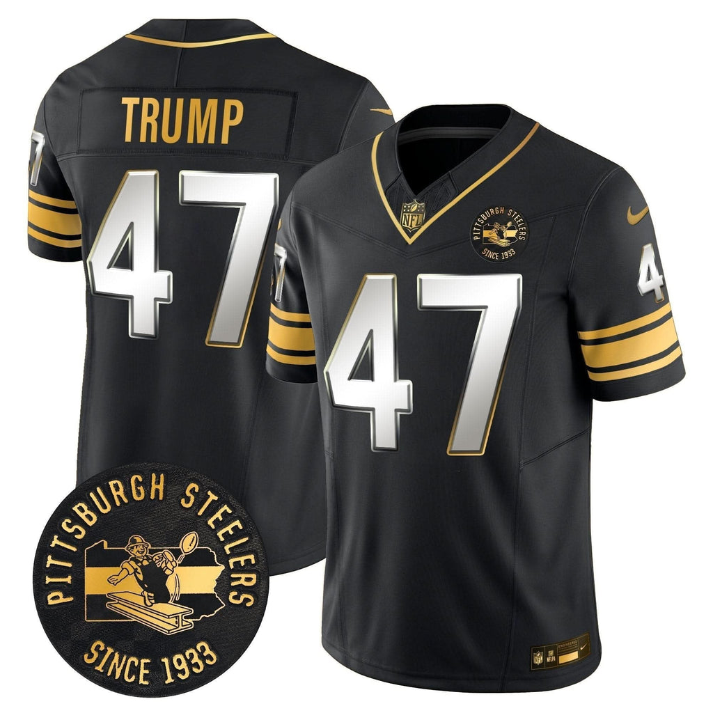 Pittsburgh Steelers Throwback 1933 Patch Gold Vapor Limited Jersey - All Stitched