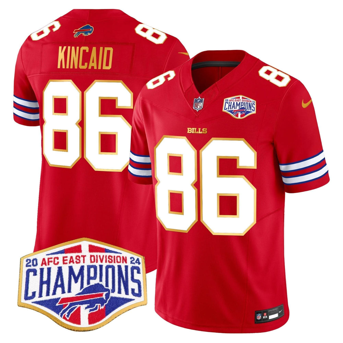 Bills 2024 AFC East Division Champions Gold Trim Vapor Limited Jersey - All Stitched