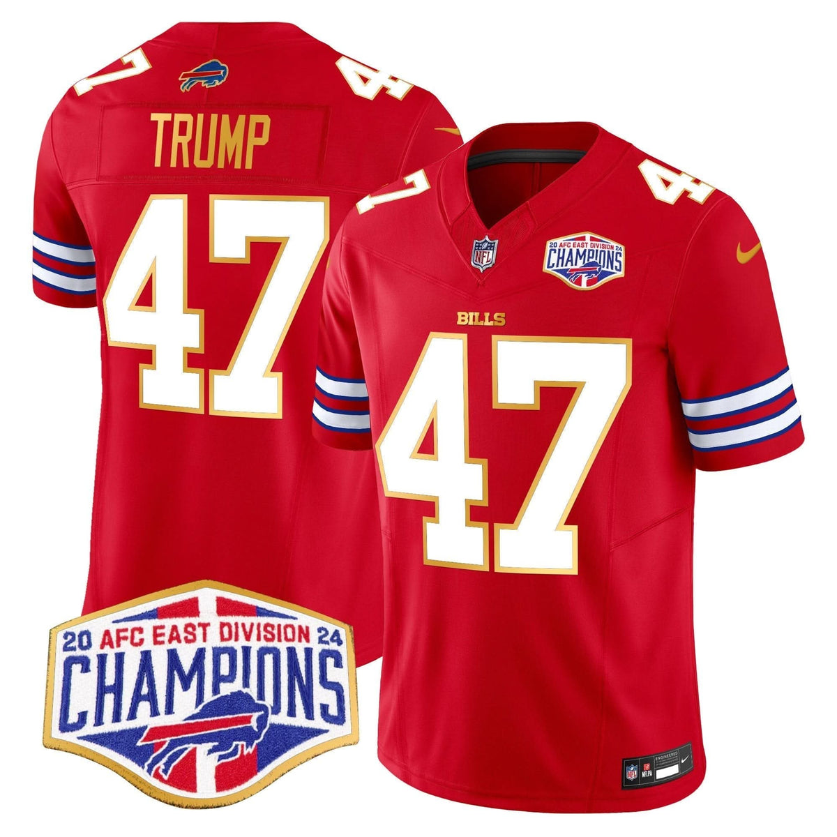 Bills 2024 AFC East Division Champions Gold Trim Vapor Limited Jersey - All Stitched