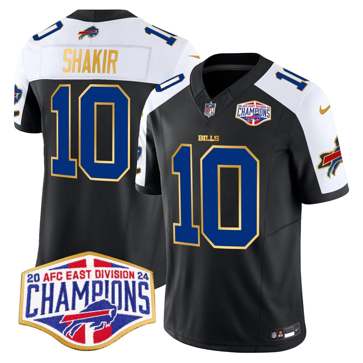 Bills 2024 AFC East Division Champions Gold Trim Vapor Limited Jersey - All Stitched