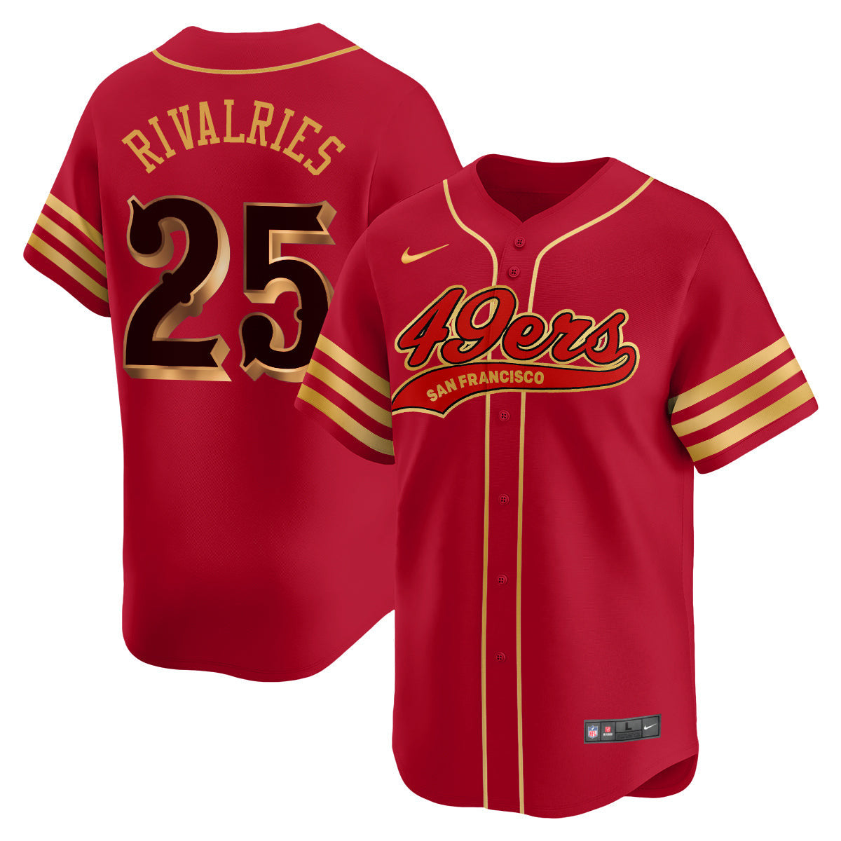 San Francisco 49ers Rivalry Series Baseball Jersey - All Stitched