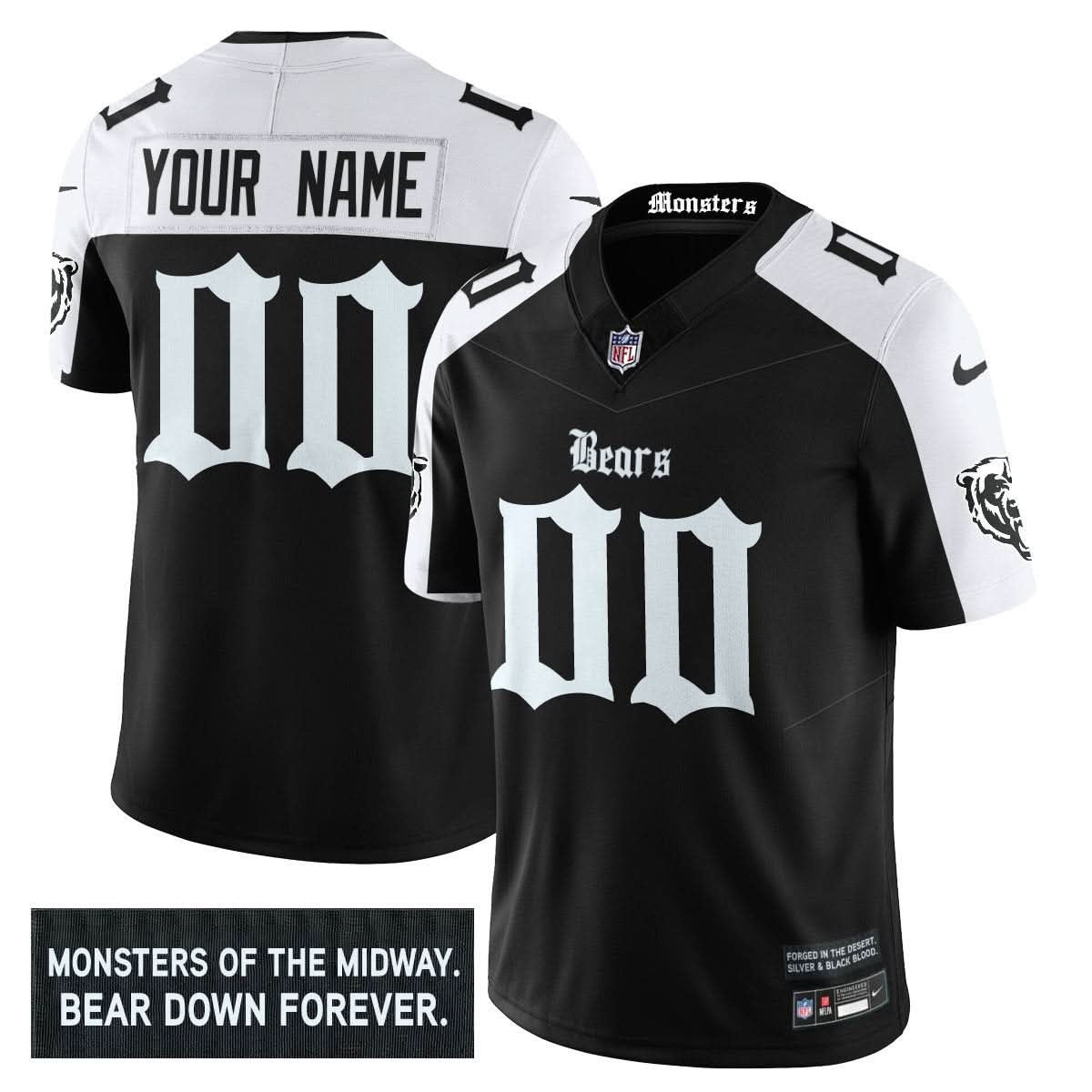 Chicago Bears 'Gothic Monsters Edition' Vapor Limited Custom Jersey - All Stitched