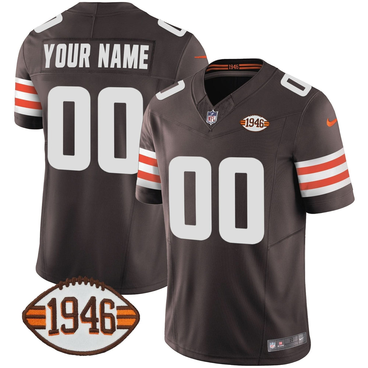 Browns 1946 75th Anniversary Patch Custom Jersey - All Stitched