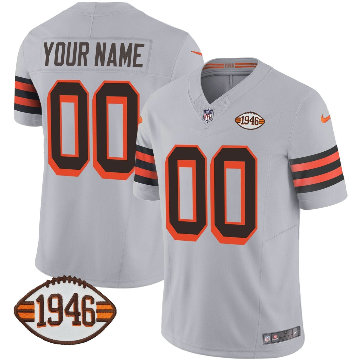Browns 1946 75th Anniversary Patch Custom Jersey - All Stitched
